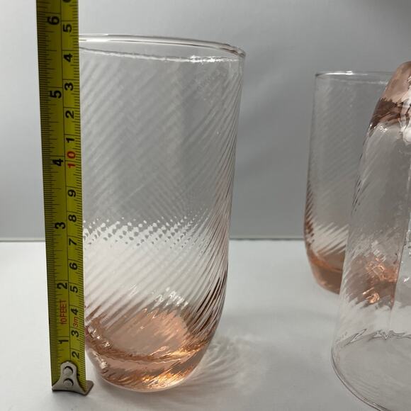 5 Vintage Pink‎ Swirl Iced Tea or Water Drinking Glasses - Picture 8 of 8